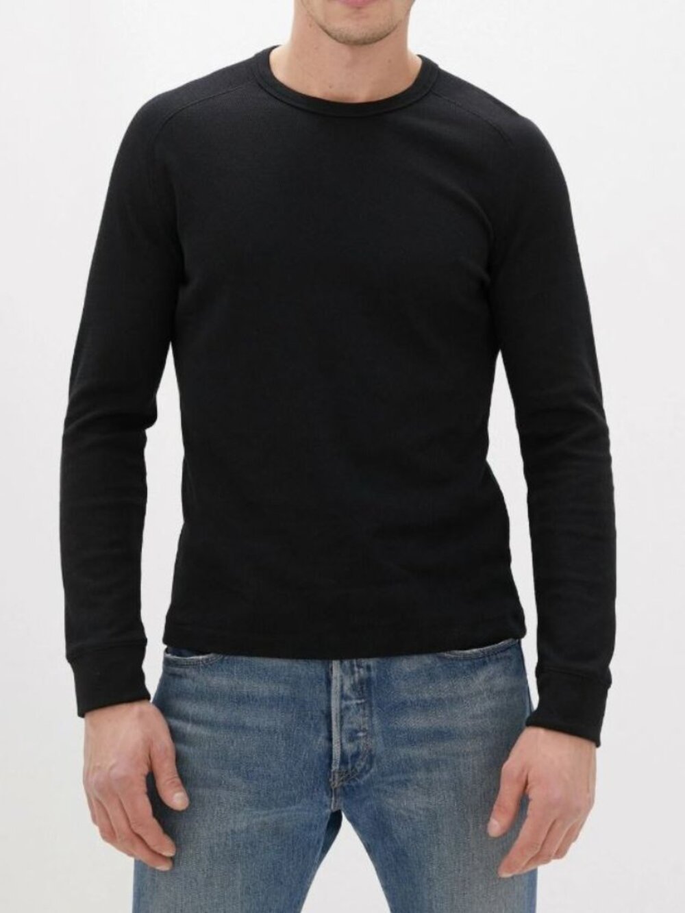Banana Republic | Core Temp Waffle Knit Thermal Crewneck Shirt | Size L, Black